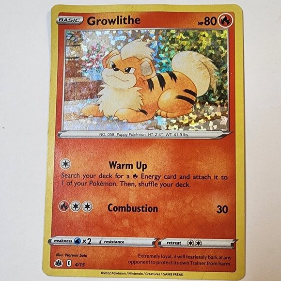 2022 Pokemon McDonald’s Match Battle TCG Growlithe Holo 4/15 Preowned - Picture 1 of 11